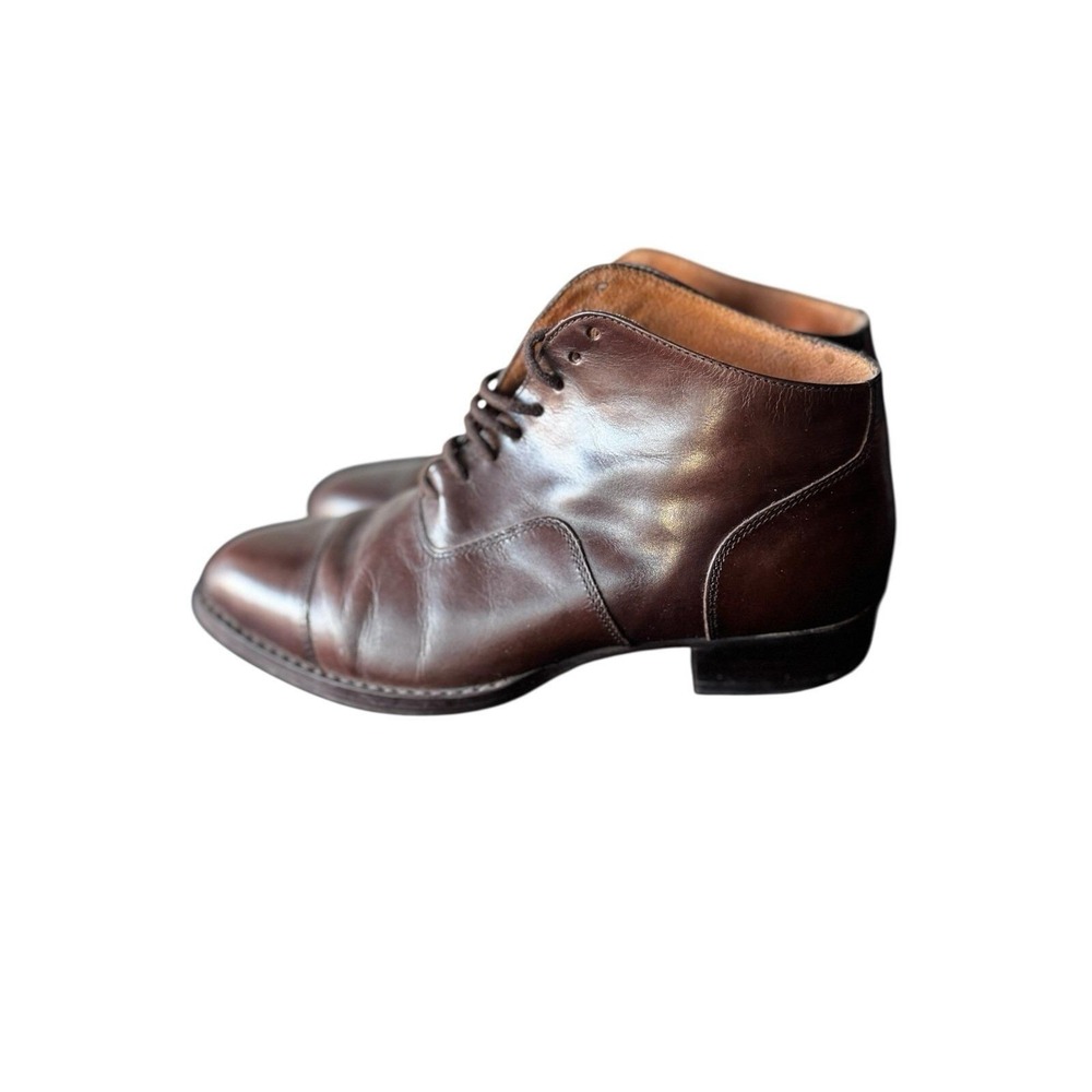 Nine West Brown Boots leather Cap Toe Lace Up Ankle Women's Dress Boot Size 5.5M